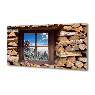 Spatplaat keuken De winter buiten het raam.