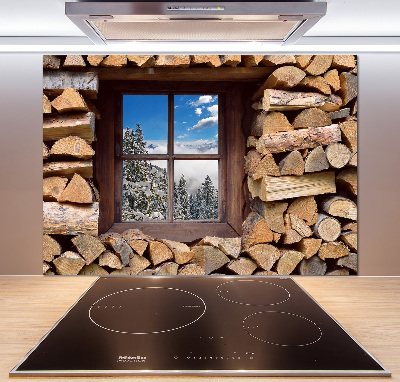 Spatplaat keuken De winter buiten het raam.