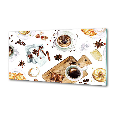 Spatscherm keuken Ochtendkoffie