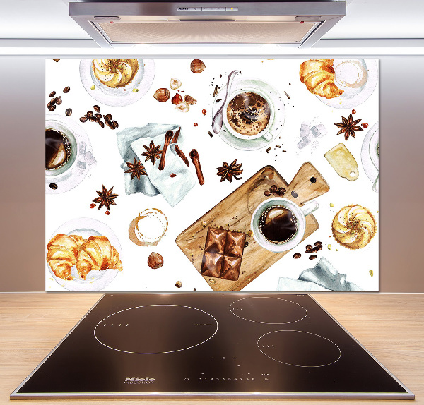 Spatscherm keuken Ochtendkoffie