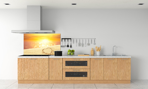 Spatscherm keuken Hart in het zand