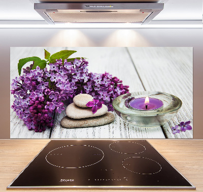 Glazen achterwand keuken Seringen en zenstenen