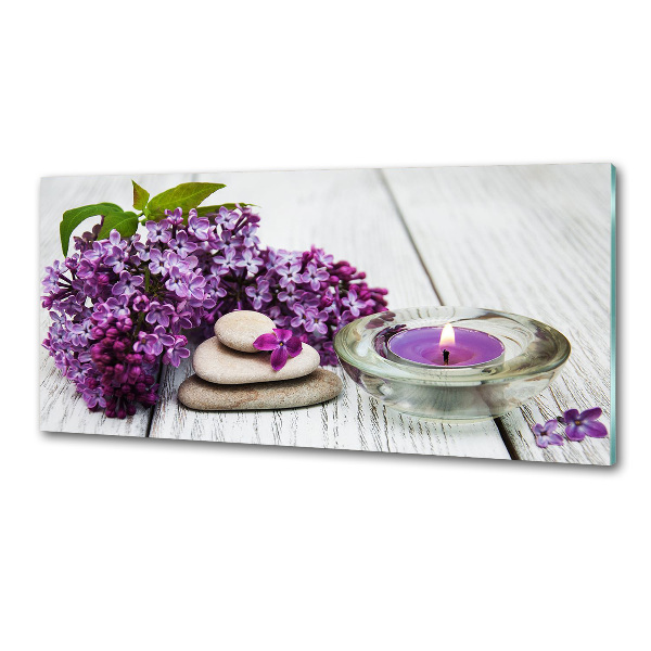 Glazen achterwand keuken Seringen en zenstenen