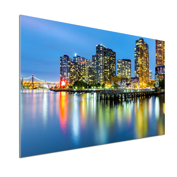 Glazen achterwand keuken New York 's nachts