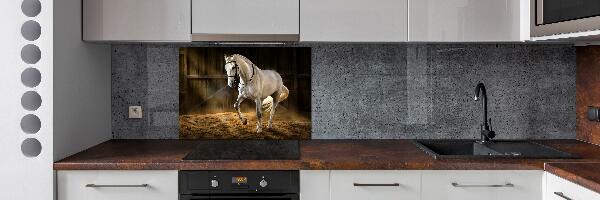 Spatplaat keuken Wit paard in de stal