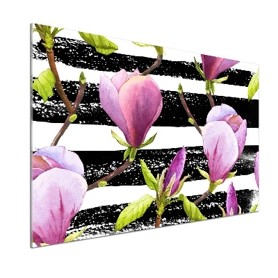 Glazen achterwand keuken Gestreepte magnolia