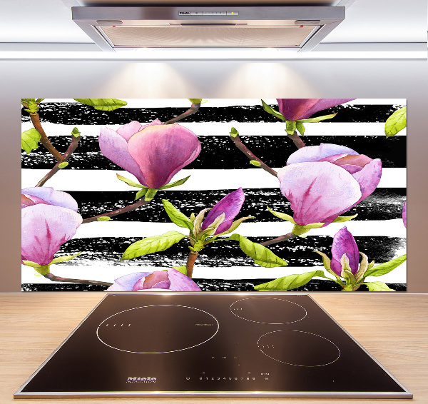 Glazen achterwand keuken Gestreepte magnolia