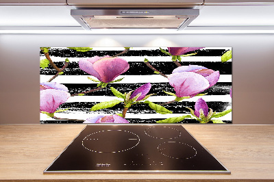 Glazen achterwand keuken Gestreepte magnolia