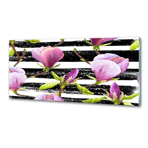 Glazen achterwand keuken Gestreepte magnolia