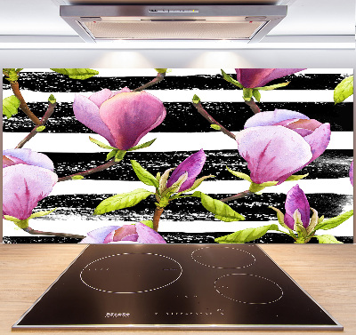 Glazen achterwand keuken Gestreepte magnolia