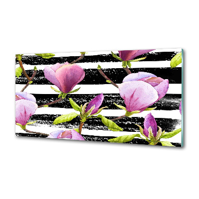 Glazen achterwand keuken Gestreepte magnolia