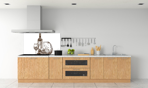 Achterwand keuken Wijn en hapjes