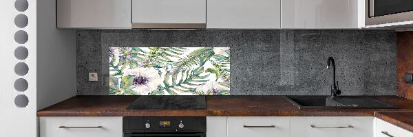 Achterwand keuken Varens en bloemen