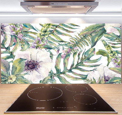 Achterwand keuken Varens en bloemen