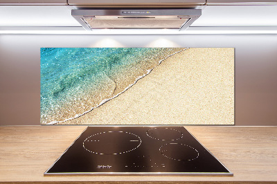 Glazen achterwand keuken Een golf op het strand