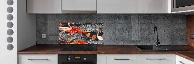 Keuken achterwand Flamingo's en bloemen