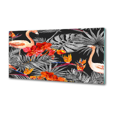 Keuken achterwand Flamingo's en bloemen