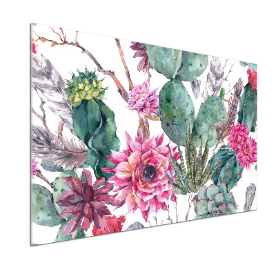 Spatscherm keuken Cactussen