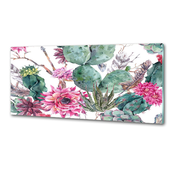 Spatscherm keuken Cactussen