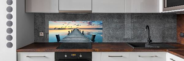 Glazen achterwand keuken Houten steiger