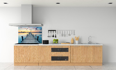 Glazen achterwand keuken Houten steiger