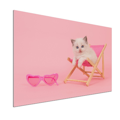 Glazen achterwand keuken Kat op een ligstoel