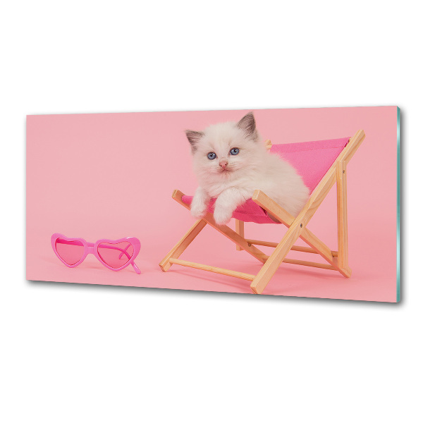 Glazen achterwand keuken Kat op een ligstoel