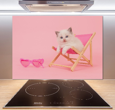 Glazen achterwand keuken Kat op een ligstoel