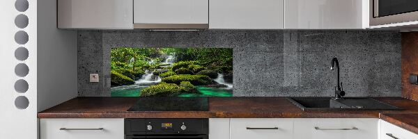 Spatscherm keuken Waterval in het bos