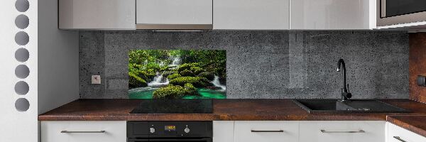 Spatscherm keuken Waterval in het bos