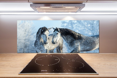 Achterwand keuken Grijze paarden in de winter