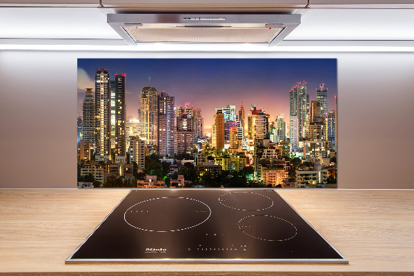 Glazen achterwand keuken Bangkok 's nachts
