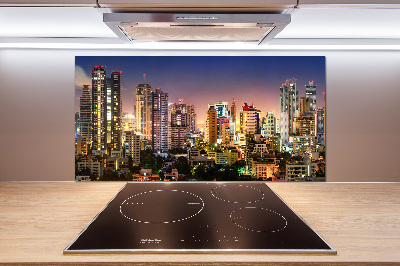 Glazen achterwand keuken Bangkok 's nachts