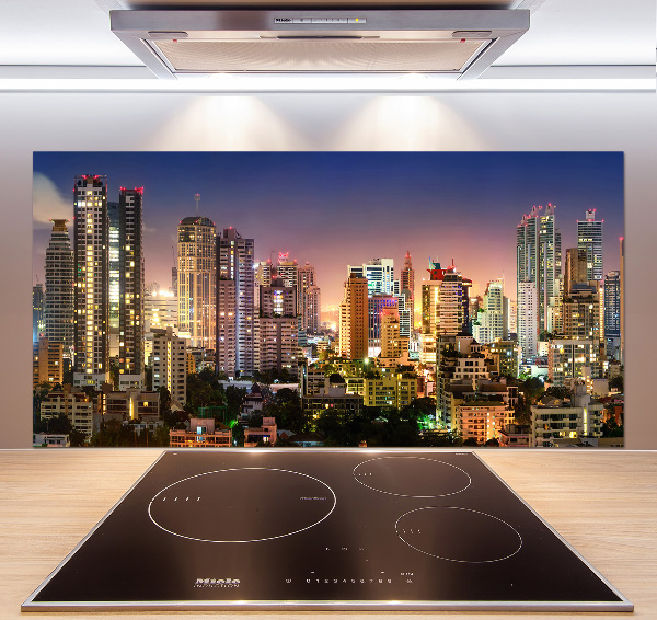 Glazen achterwand keuken Bangkok 's nachts