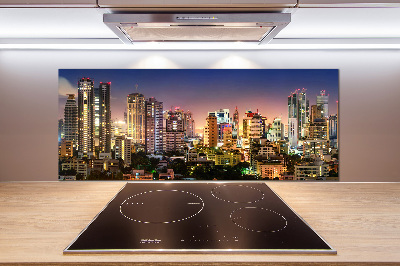 Glazen achterwand keuken Bangkok 's nachts