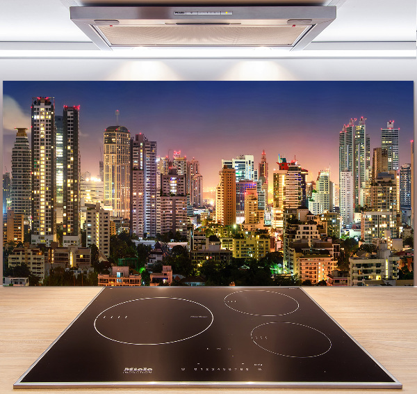 Glazen achterwand keuken Bangkok 's nachts