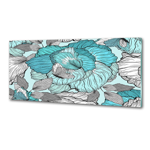 Glazen achterwand keuken Bloemenpatroon