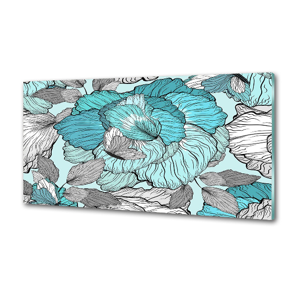 Glazen achterwand keuken Bloemenpatroon