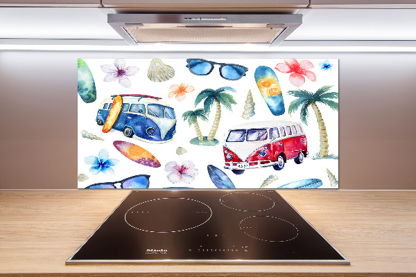 Glazen achterwand keuken Surfsymbolen