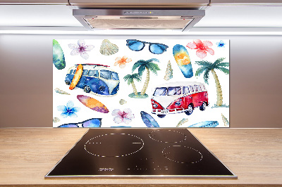 Glazen achterwand keuken Surfsymbolen