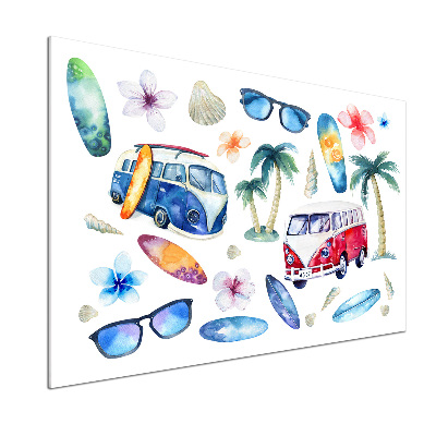 Glazen achterwand keuken Surfsymbolen