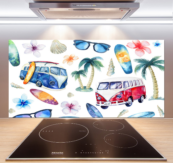 Glazen achterwand keuken Surfsymbolen