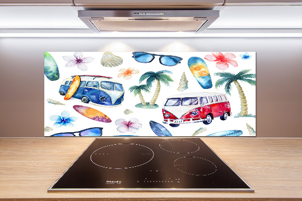 Glazen achterwand keuken Surfsymbolen