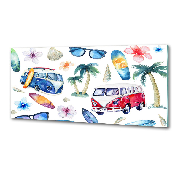 Glazen achterwand keuken Surfsymbolen