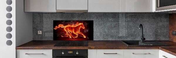Spatscherm keuken Paard in vlammen