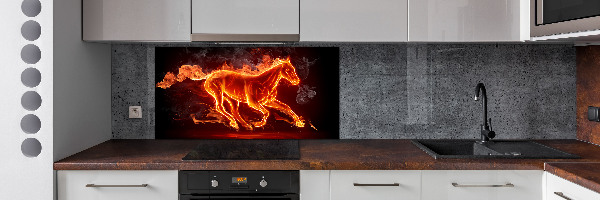 Spatscherm keuken Paard in vlammen