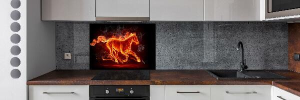 Spatscherm keuken Paard in vlammen