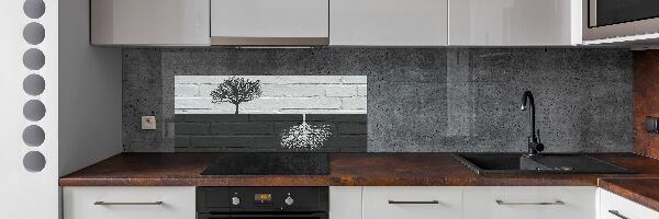 Spatscherm keuken Bomen op de muur