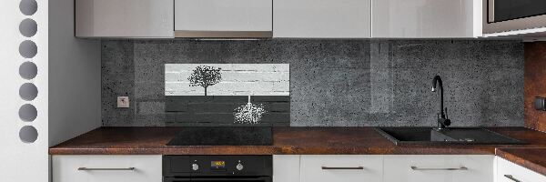 Spatscherm keuken Bomen op de muur