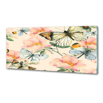 Spatplaat keuken Vlinders en bloemen